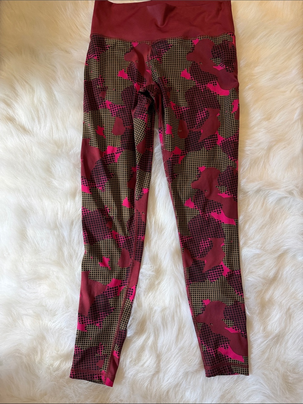 adidas Maroon and Hot Pink Camo Kids Leggings